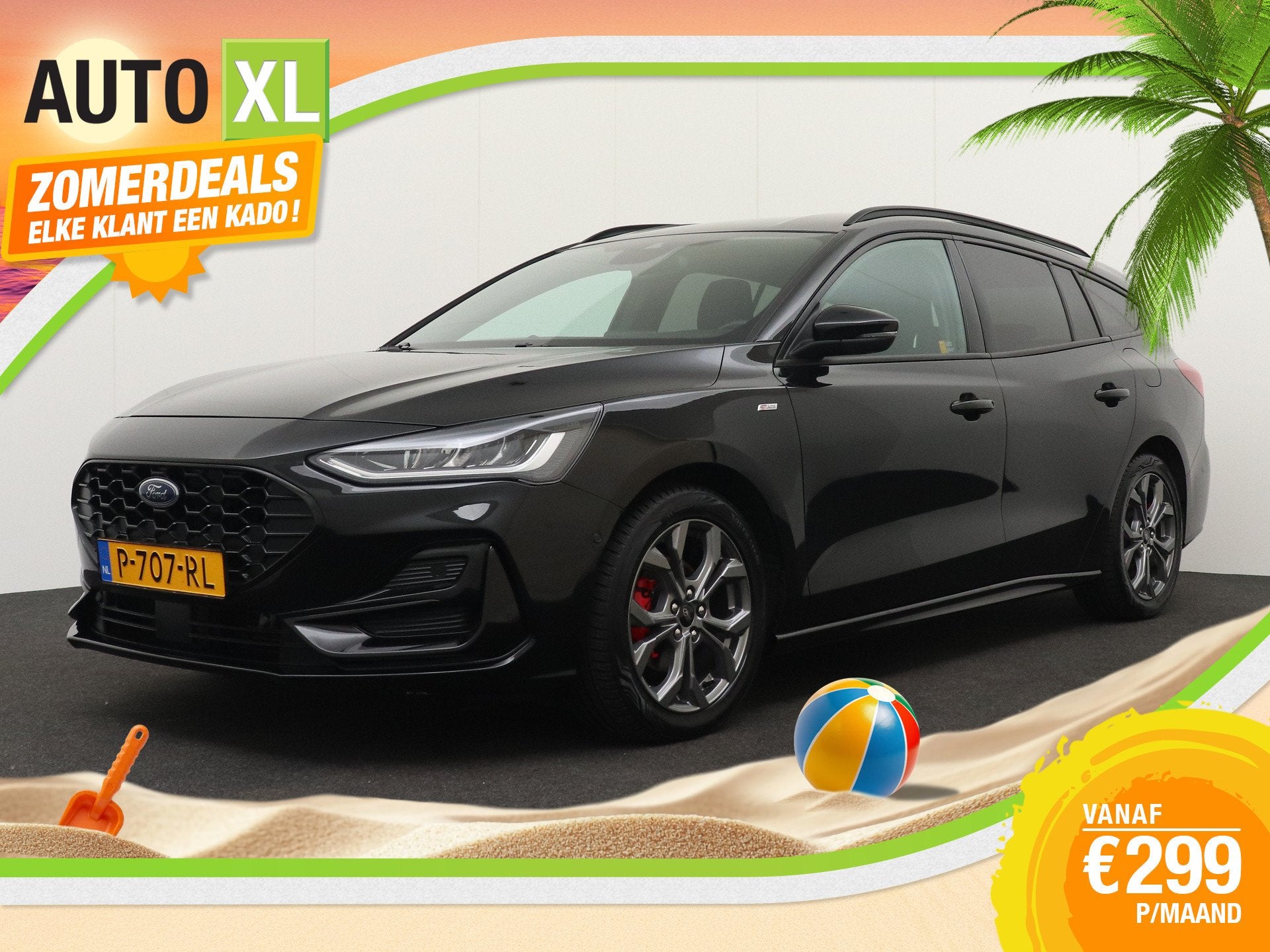 Ford FOCUS Wagon ST Line 124 PK Hybrid Camera Stuur+Stoelver, Dealer onderhouden, Gebruikt, Zwart, Origineel Nederlands
