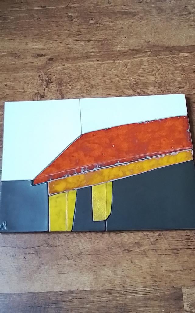 💐GEOMETRISCH ABSTRACT MOZAÏEK KUNSTWERK-SCHILDERIJ, Ophalen
