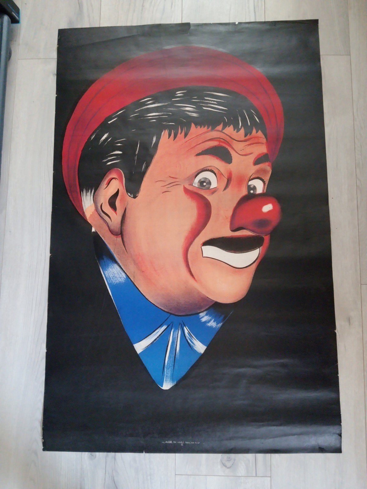 Vintage Poster Clown Imp. Aussel Parijs 1907, Deurposter of groter, Ophalen of Verzenden, Overige onderwerpen, Rechthoekig Staand