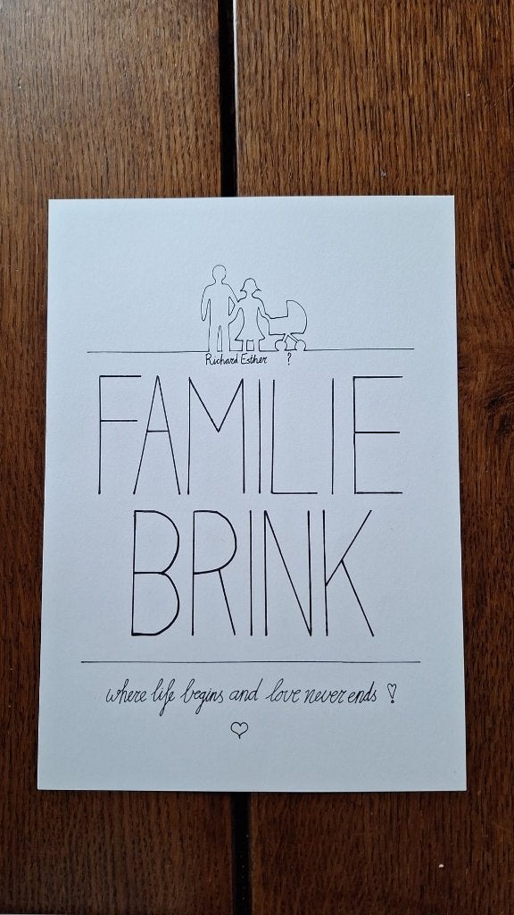Familie poster gepersonaliseerd en Handgetekend, Minder dan 50 cm, Nieuw, Ophalen of Verzenden, Foto of Poster