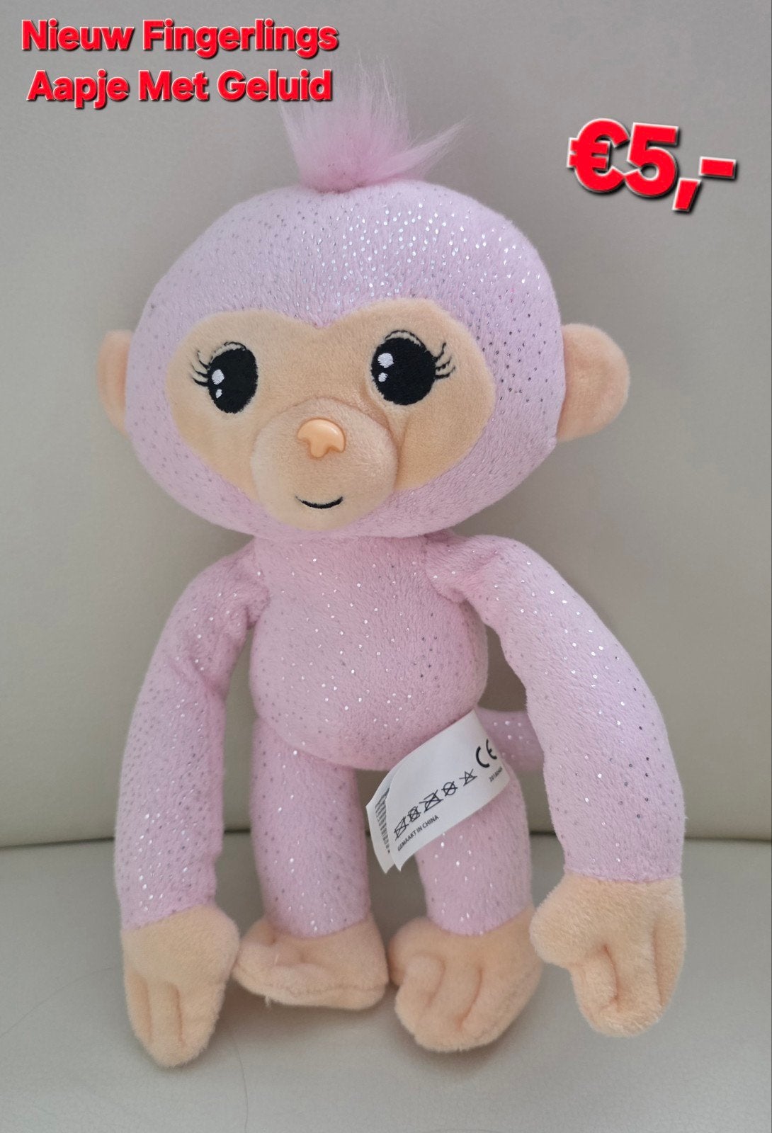 Fingerlings Aap Licht Roze Met Glitter en Geluid, Overige merken, Overige typen, Nieuw, Ophalen of Verzenden