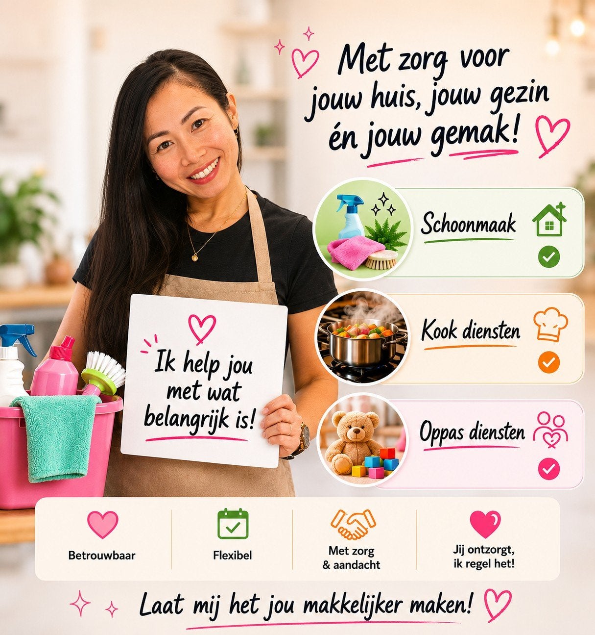 Ervaren huishoudelijke hulp zoekt klusjes, Vacatures, Variabele uren, Overige niveaus, Vanaf 10 jaar, Overige vormen
