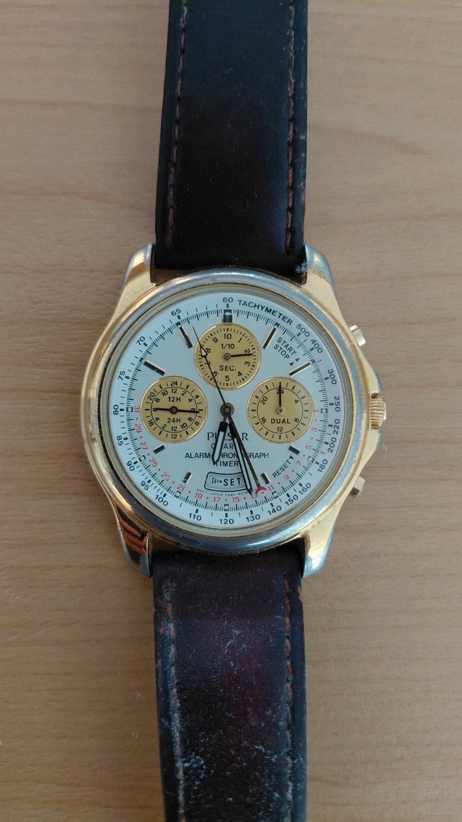 Pulsar Chronograaf Herenhorloge - Goudkleurig, Ophalen of Verzenden, Staal, Overige merken