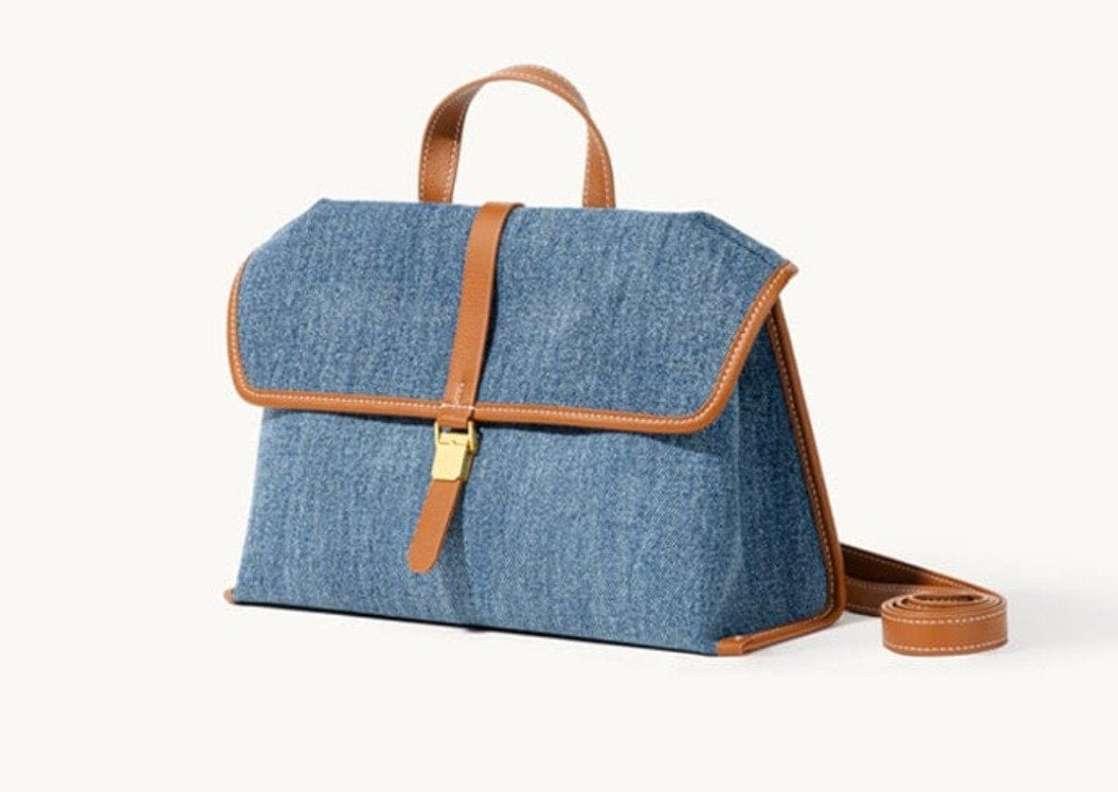 Handige jeans en leren tas (KOOPJE), Ophalen, Nieuw, Blauw, Handtas