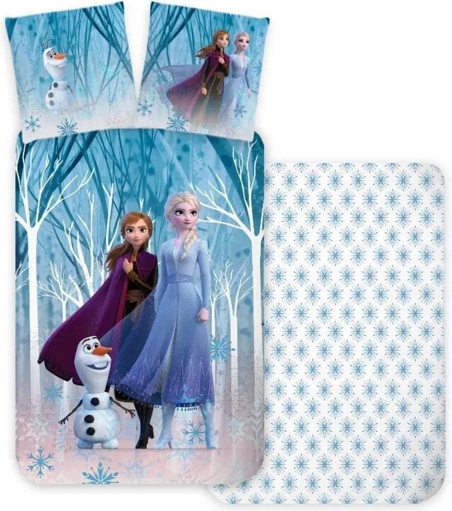 Disney Frozen Dekbedovertrek 140 x 200 - Snowflakes - Katoen, Kinderen en Baby's, Nieuw, Ophalen of Verzenden, Dubbelzijdig, Meerkleurig