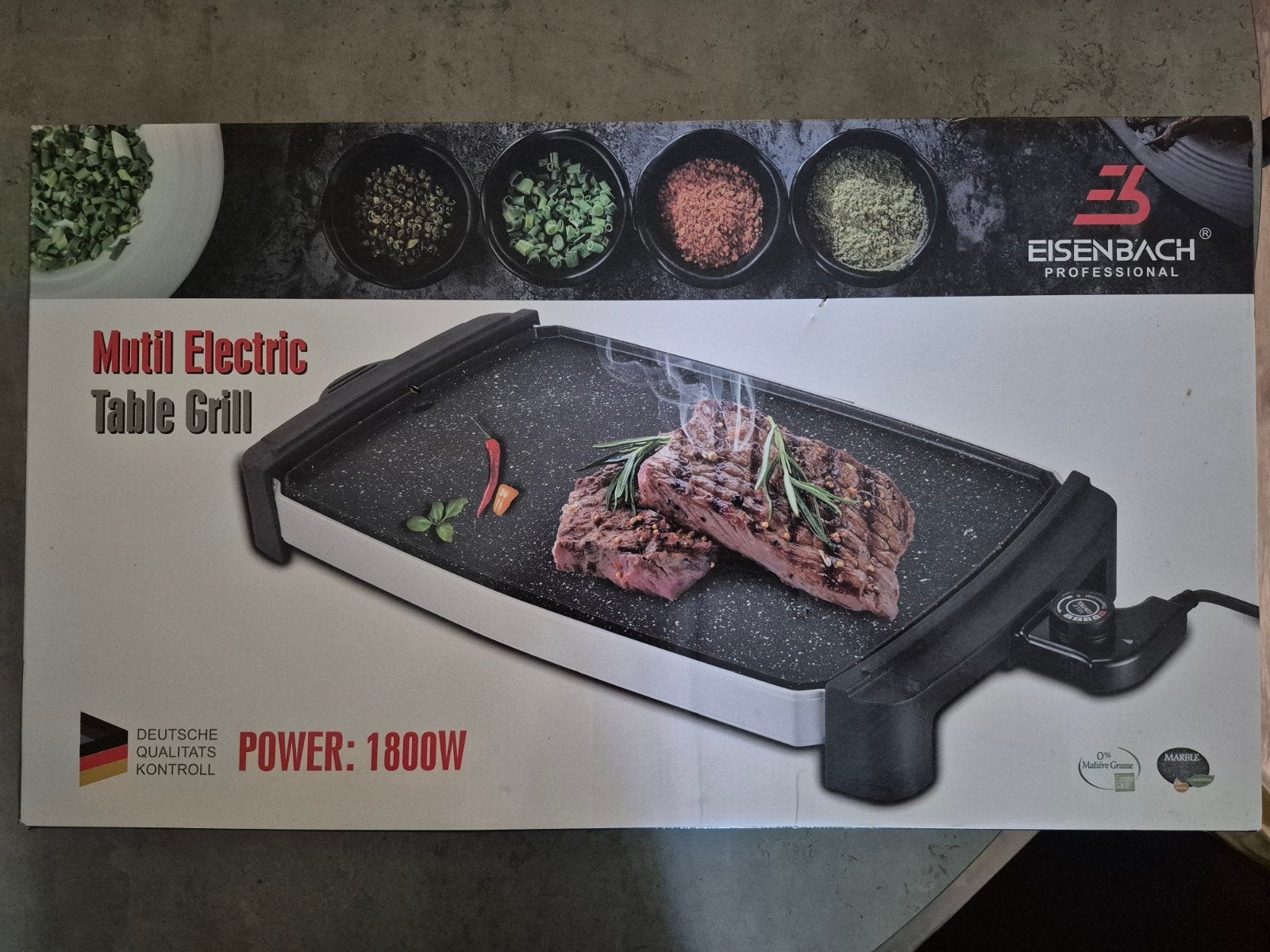 Eisenbach Multi Elektrische Tafelgrill 1800W, Ophalen of Verzenden, Nieuw, Tafelgrill