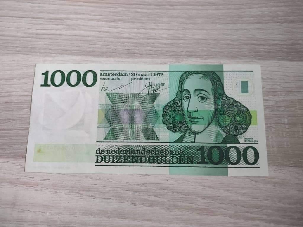 Vrijwel UNC biljet 1000 gulden Spinoza, 1972, Postzegels en Munten, Bankbiljetten | Nederland, Ophalen of Verzenden, 1000 gulden