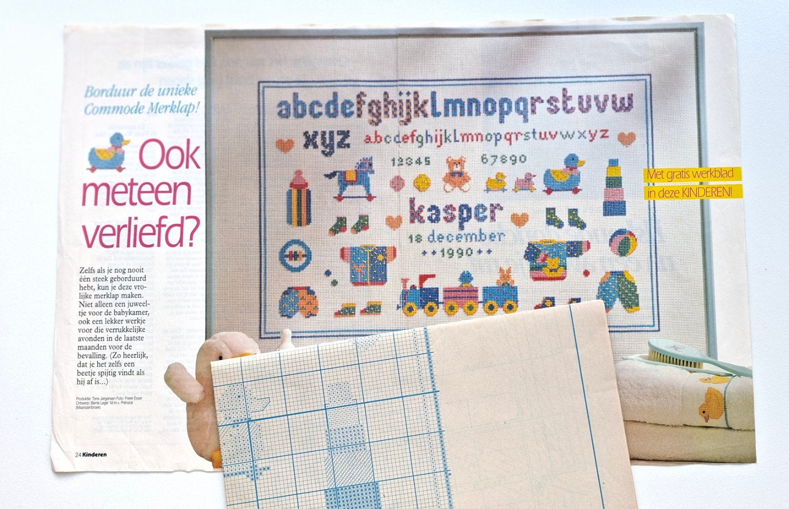 Borduurpatroon leuke merklap., Ophalen of Verzenden, Zo goed als nieuw, Patroon