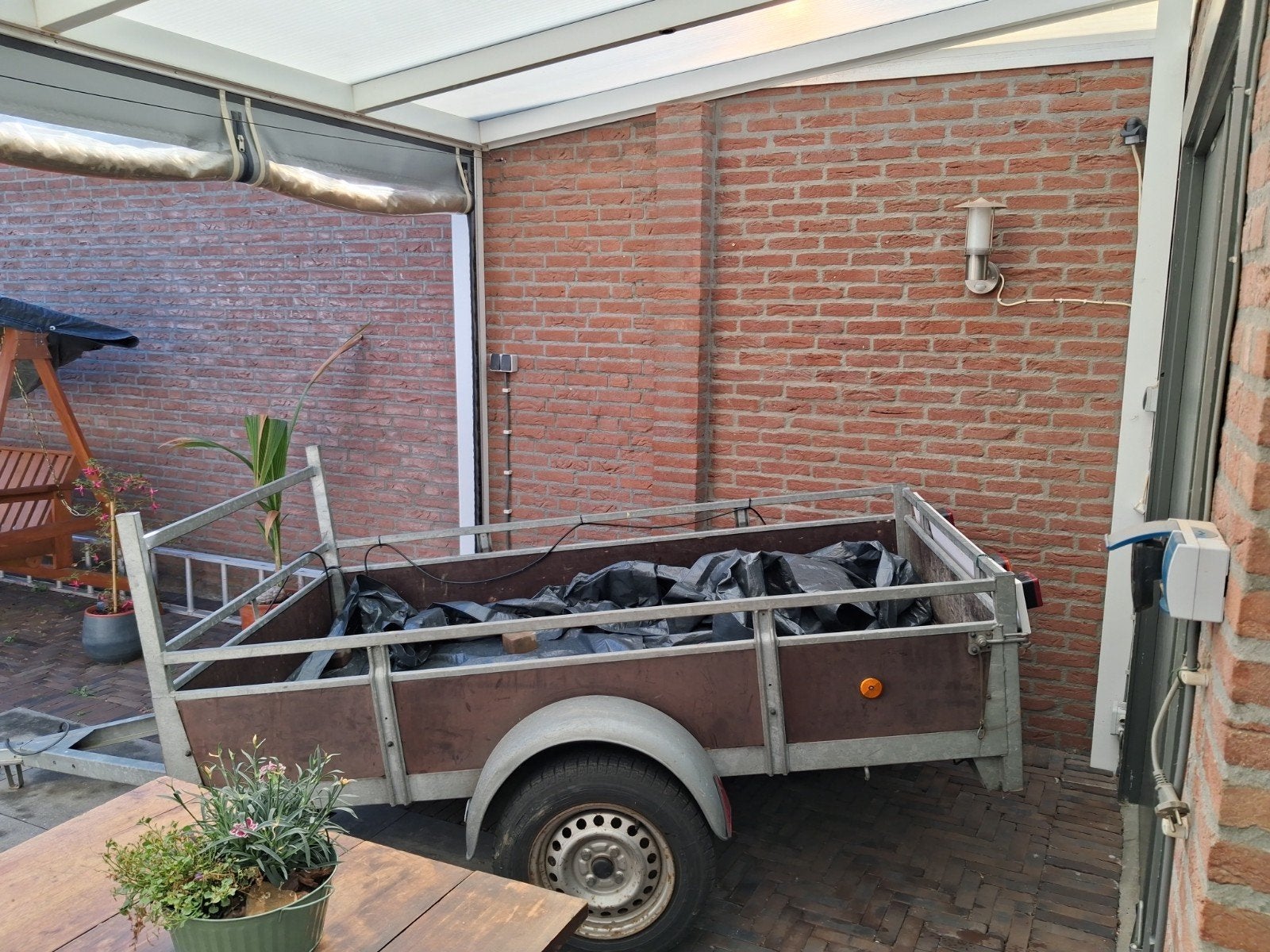 Stevige enkelas aanhanger, Ophalen of Verzenden, Gebruikt