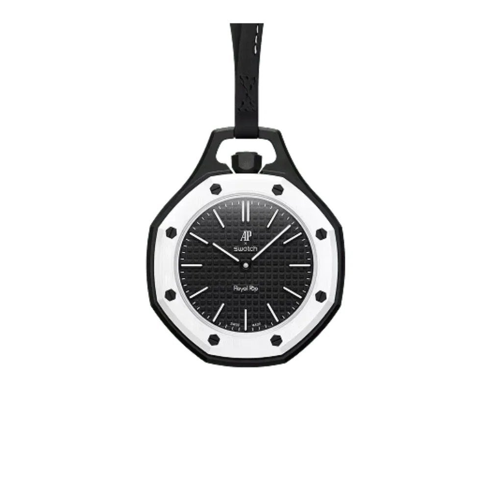 AP Swatch Royal Royal Zakhorloge - Zwart/Wit, Swatch, Ophalen of Verzenden, Zo goed als nieuw, Kunststof