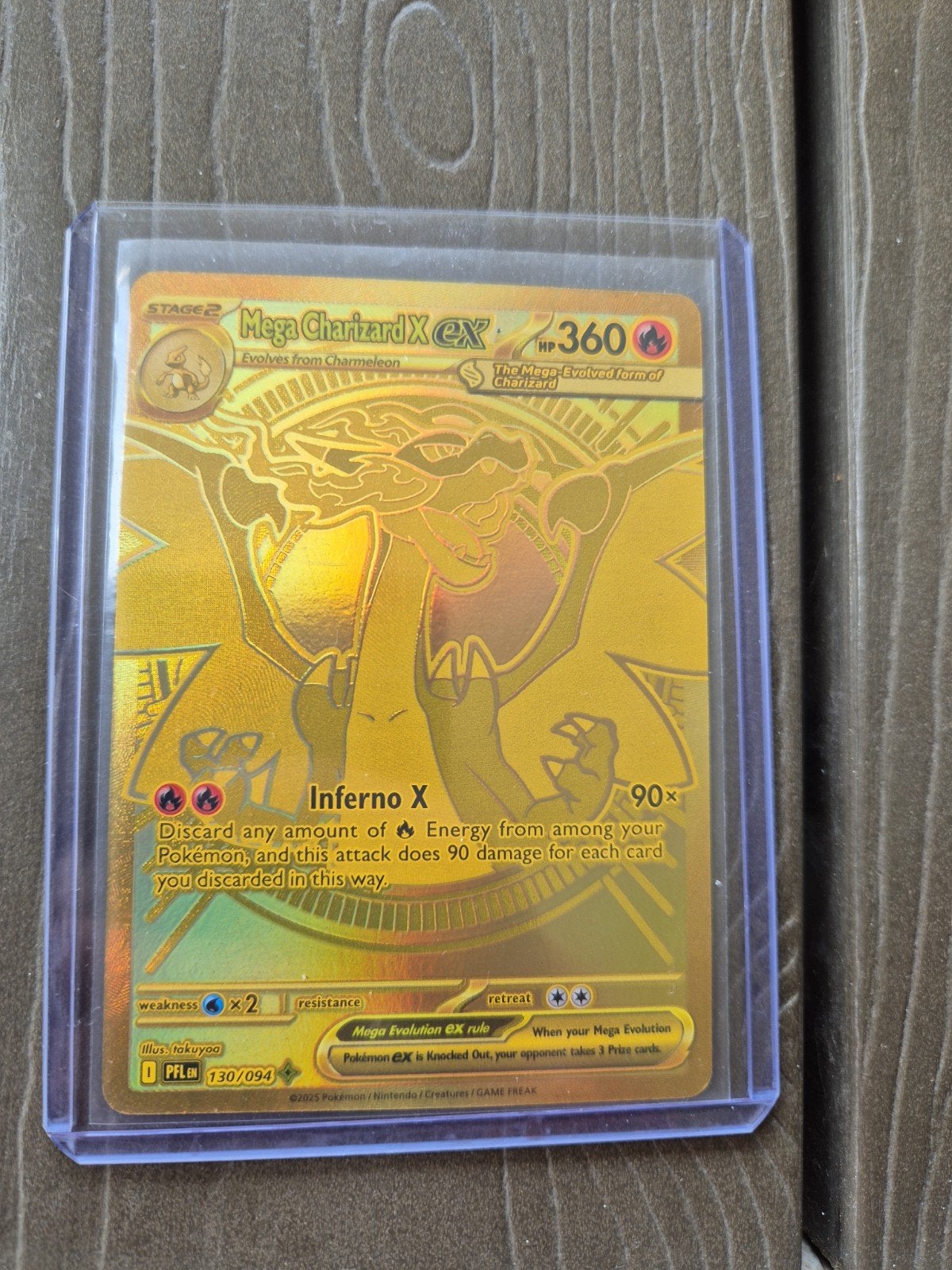 Mega Charizard X EX Gouden Pokémon Kaart, Ophalen of Verzenden, Zo goed als nieuw, Losse kaart, Foil