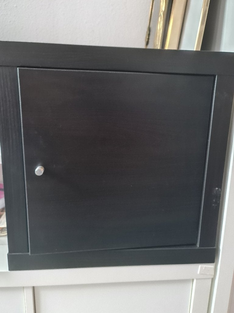 Ikea Kallax element kast plank  zwart met deur!, Zo goed als nieuw, Minder dan 100 cm, 25 tot 50 cm, Met deur(en)