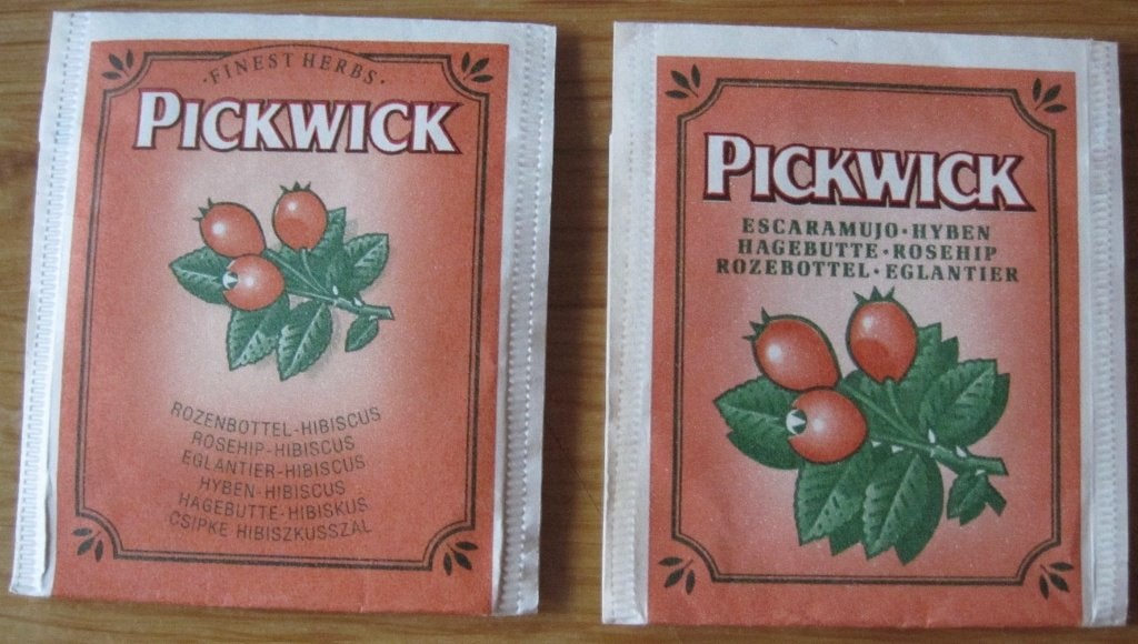 twee theezakjes van Pickwick in de smaak rozebottel, Verzenden, Theezakje(s)