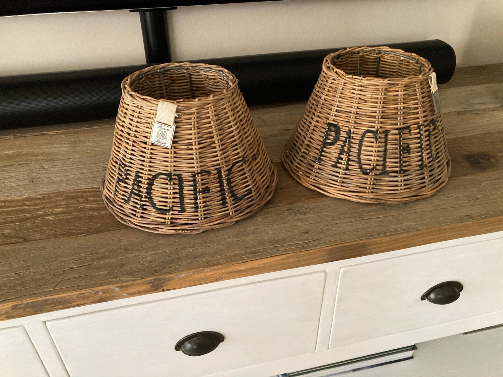 Riviera Maison Rattan lampenkapjes “PACIFIC” maat S, Bruin, Rond, Nieuw, Ophalen of Verzenden