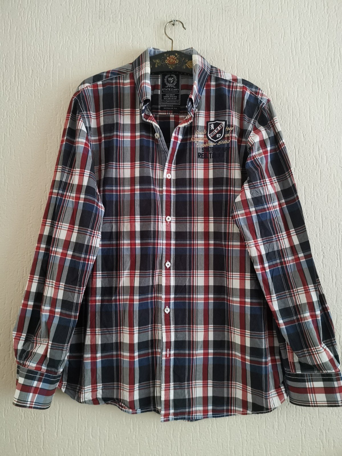 State of Art Overhemd XL - Geruit met Elleboogstukken, State of Art, Verzenden, Zo goed als nieuw, Halswijdte 43/44 (XL)