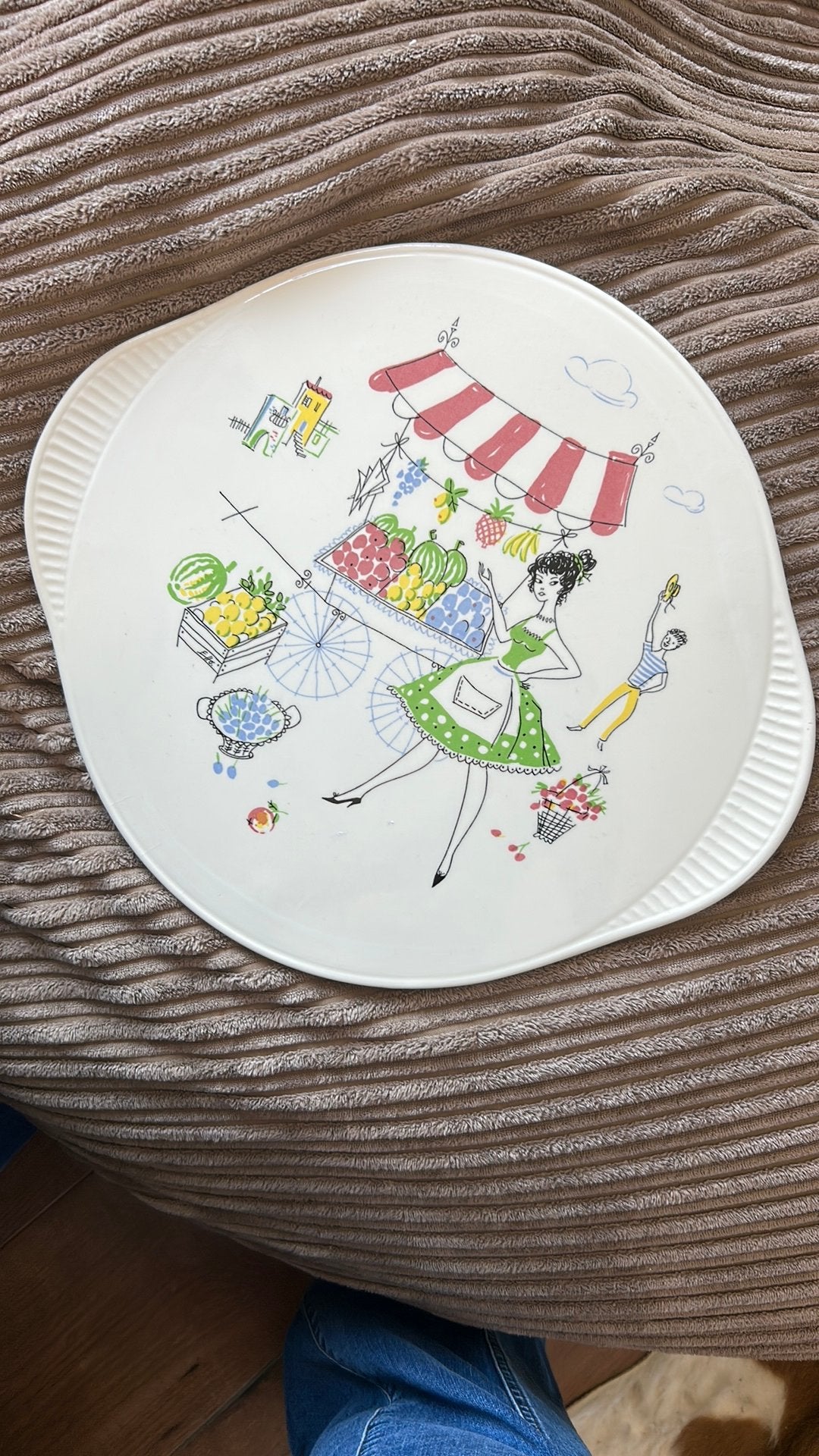 Grünstadt Taartplateau 50 er jaren., Overige merken, Keramiek, Vintage, Ophalen of Verzenden