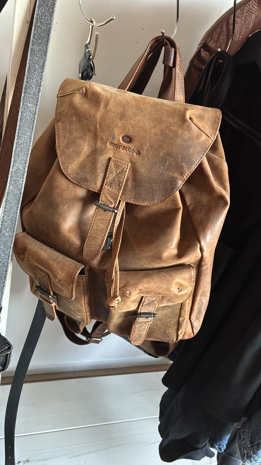 Leren rugzak, Sieraden, Tassen en Uiterlijk, Tassen | Rugtassen, Ophalen of Verzenden, Zo goed als nieuw, Overige merken, 30 tot 45 cm