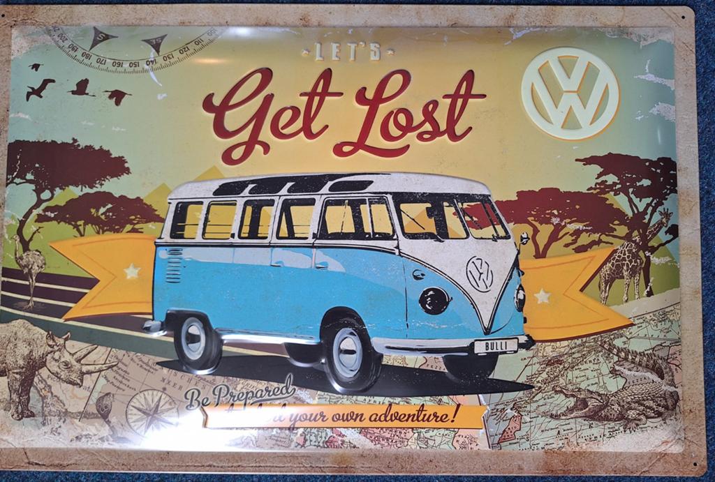 Reclamebord volkswagen t1 get lost, Ophalen of Verzenden