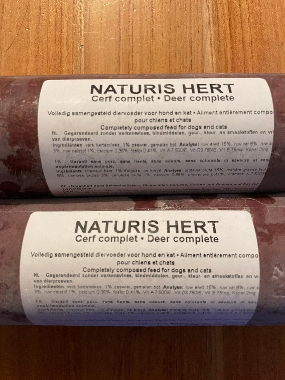 2 x Naturis Hert diepvries vleesrol voor de hond GRATIS, Ophalen, Nieuw