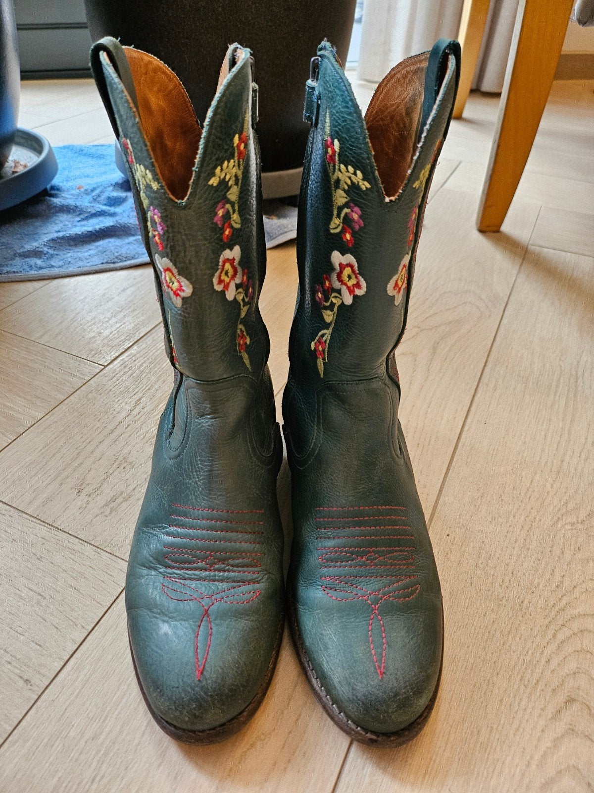 Koel Blauwe/Grijze laarzen met Geborduurde Bloemen maat 36, Ophalen, Meisje