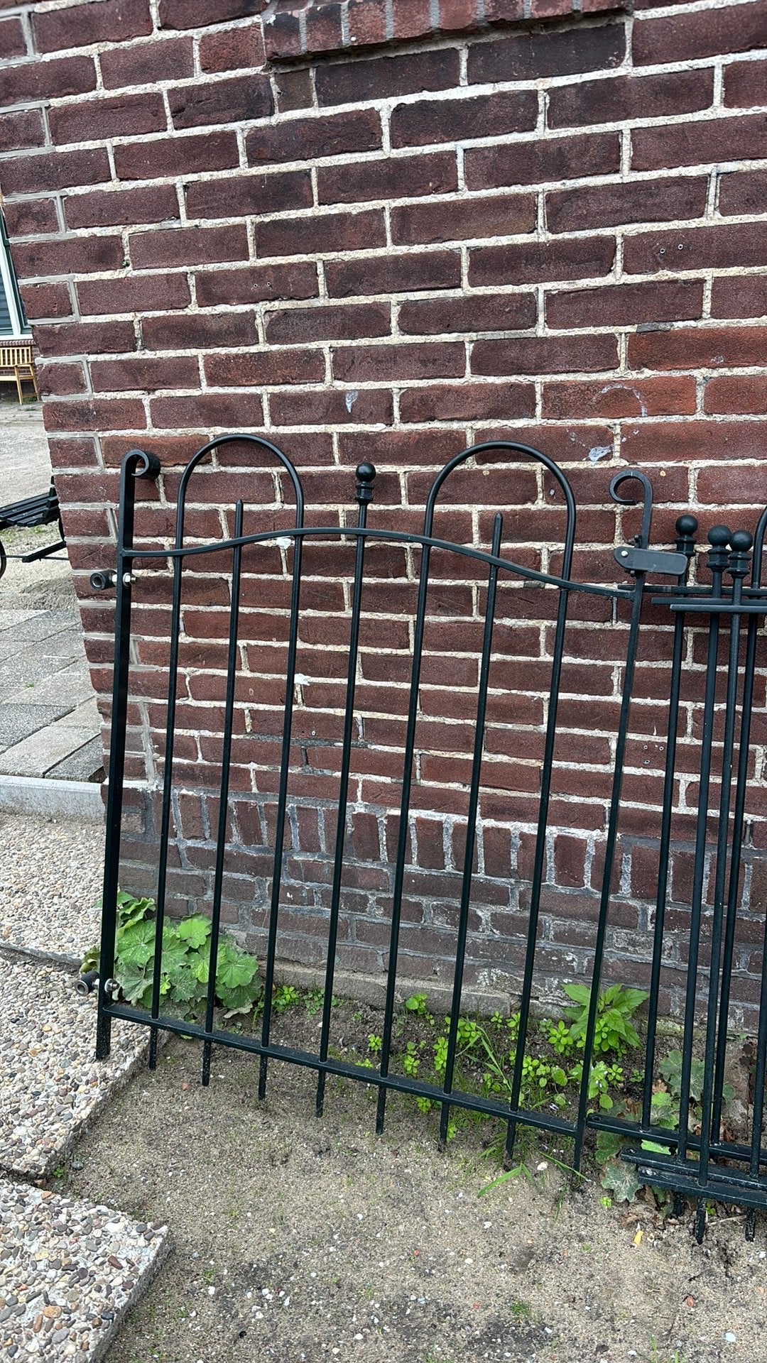 Gepoedercoat donker groen hekwerk en poortje, Tuin en Terras, Ophalen, Met poort, Gebruikt, Sierhekwerk