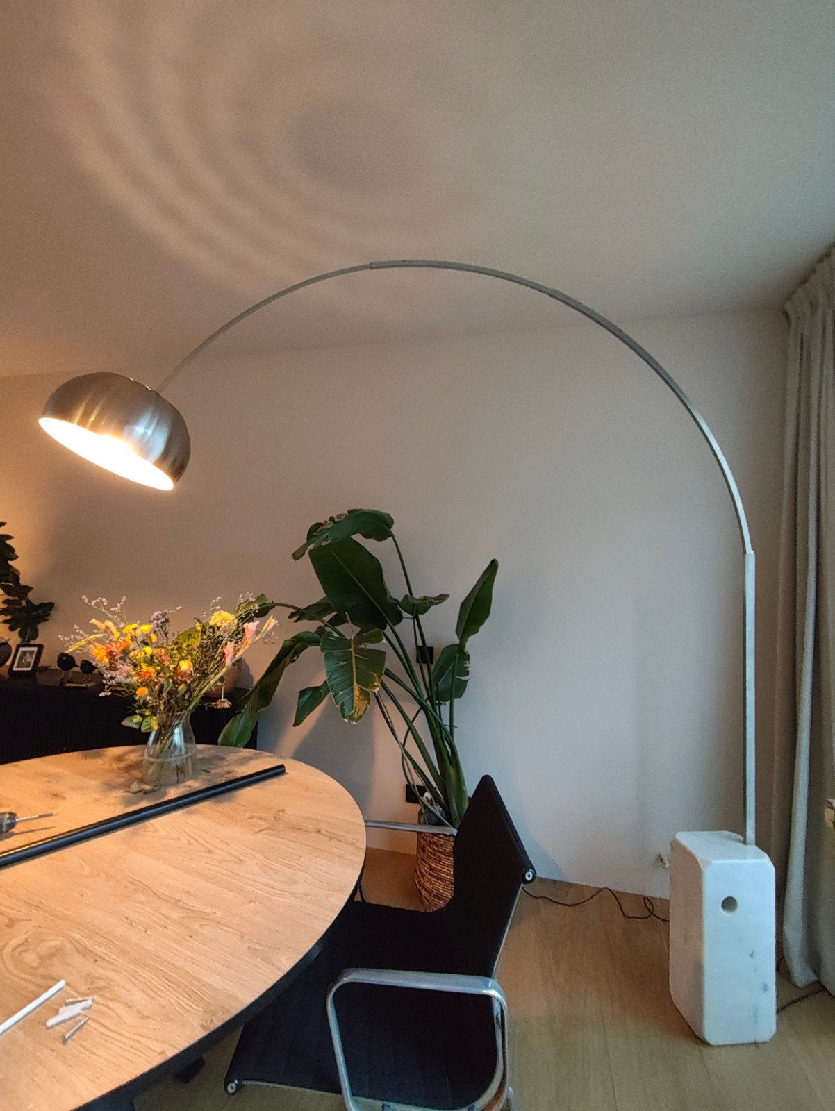 Arco booglamp met marmeren voet - Modern design, Ophalen, Zo goed als nieuw, Metaal, 150 tot 200 cm