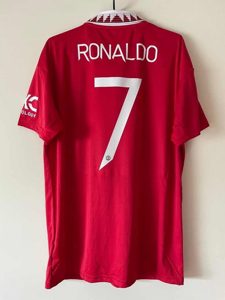 Cristiano Ronaldo #7 Manchester United Voetbalshirt Maat M, Zo goed als nieuw, Adidas, Voetbal, Rood