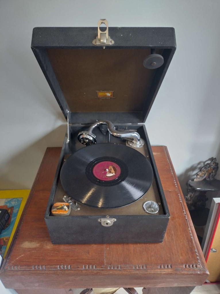His Master's Voice Koffergrammofoon 1951 met Spiegel, Ophalen, Gebruikt, Platenspeler, Overige merken