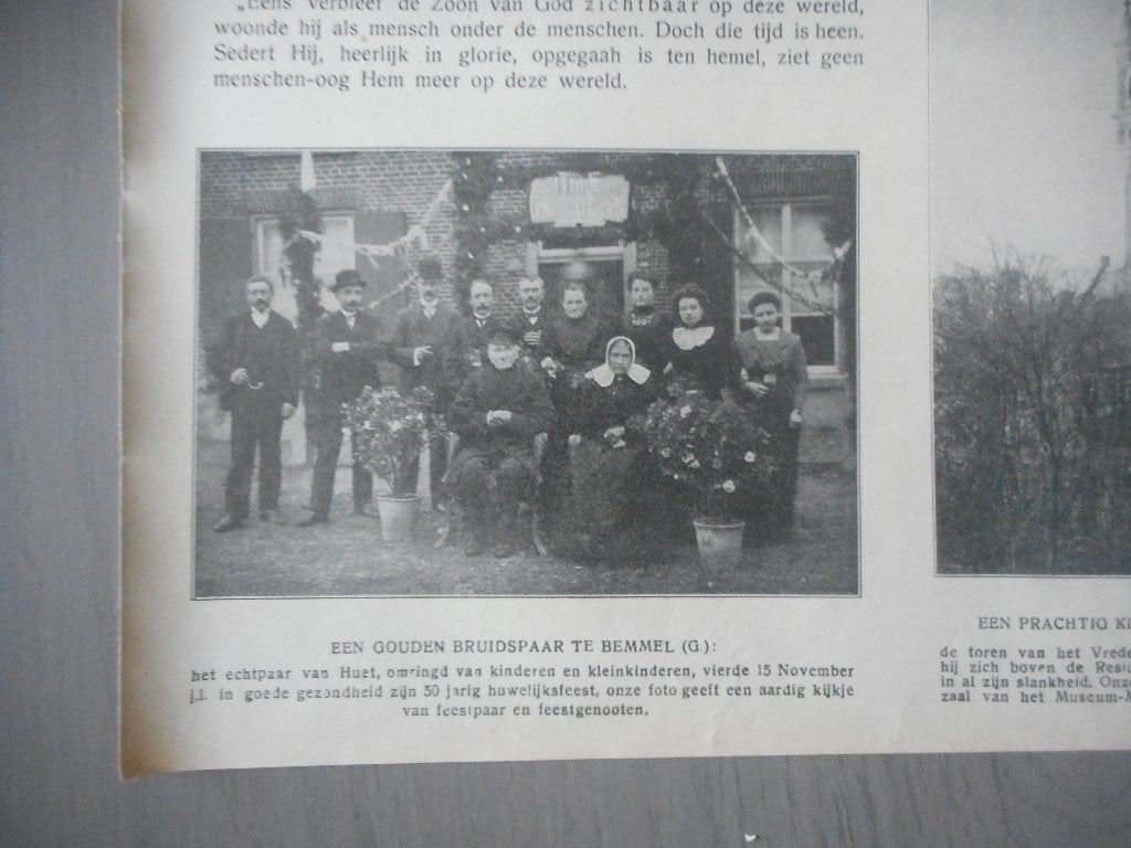Bemmel. Gouden Bruidspaar Van Huet. 1911., Ophalen of Verzenden, Voor 1920, Nederland, Knipsel(s)