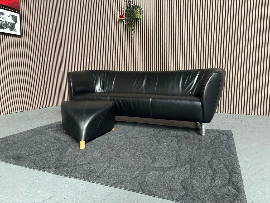 GRATIS LEVERING Leolux Pupilla Bank + Poef 212x90 GEREINIGD, Driepersoons, Ophalen of Verzenden, Zo goed als nieuw, Rechte bank