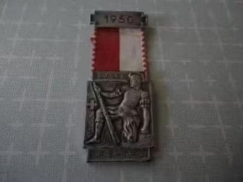 Verzilverde bronzen eremedaille, schuttersvereniging  1950, Verzenden, Brons, Buitenland