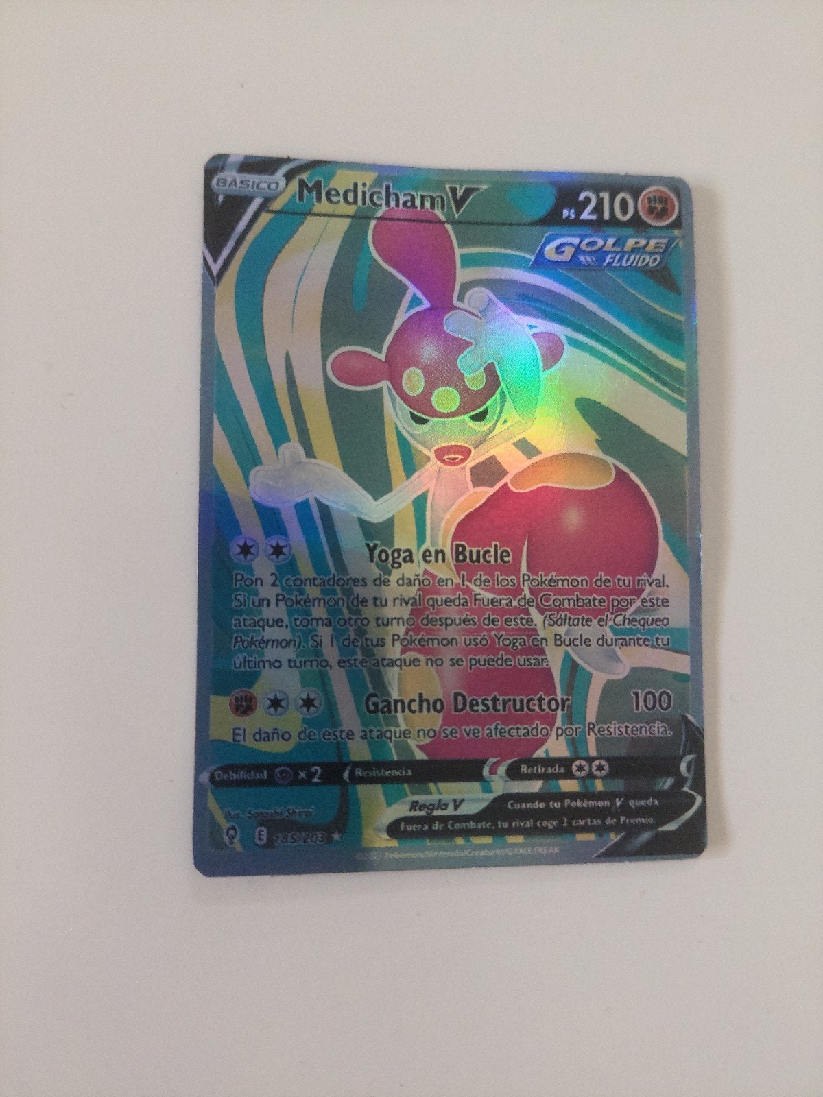Medicham V Pokémon kaart, Ophalen of Verzenden, Zo goed als nieuw, Losse kaart, Foil