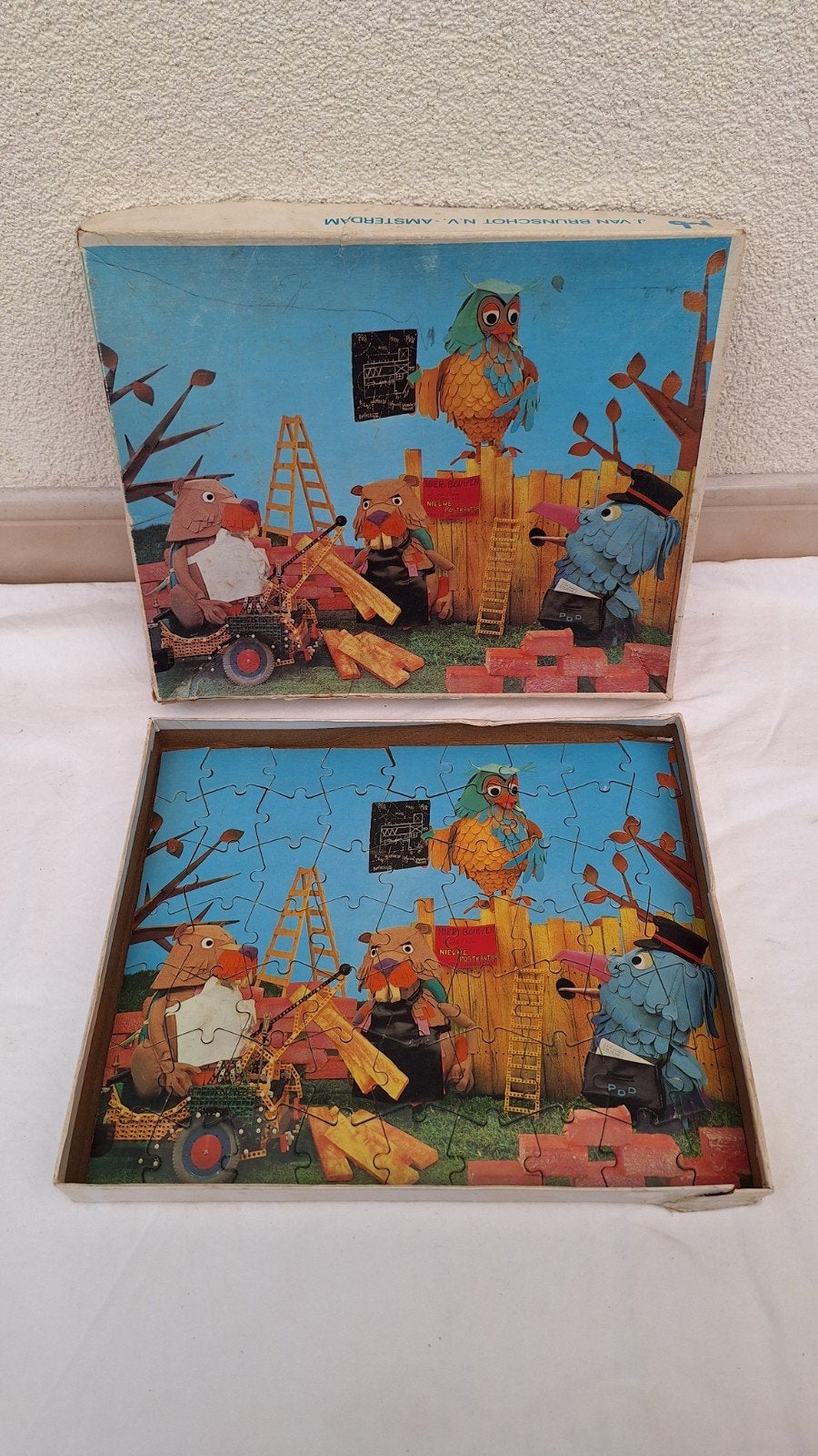 Vintage Fabeltjeskrant puzzel - J. van Brunschot N.V., Ophalen of Verzenden, Meer dan 50 stukjes, Gebruikt, 6 jaar of ouder