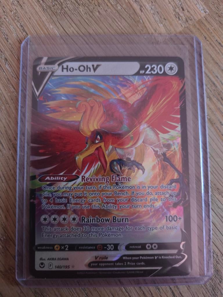 Ho-Oh V Pokémon Kaart - Full Art (190/195), Ophalen of Verzenden, Zo goed als nieuw, Losse kaart