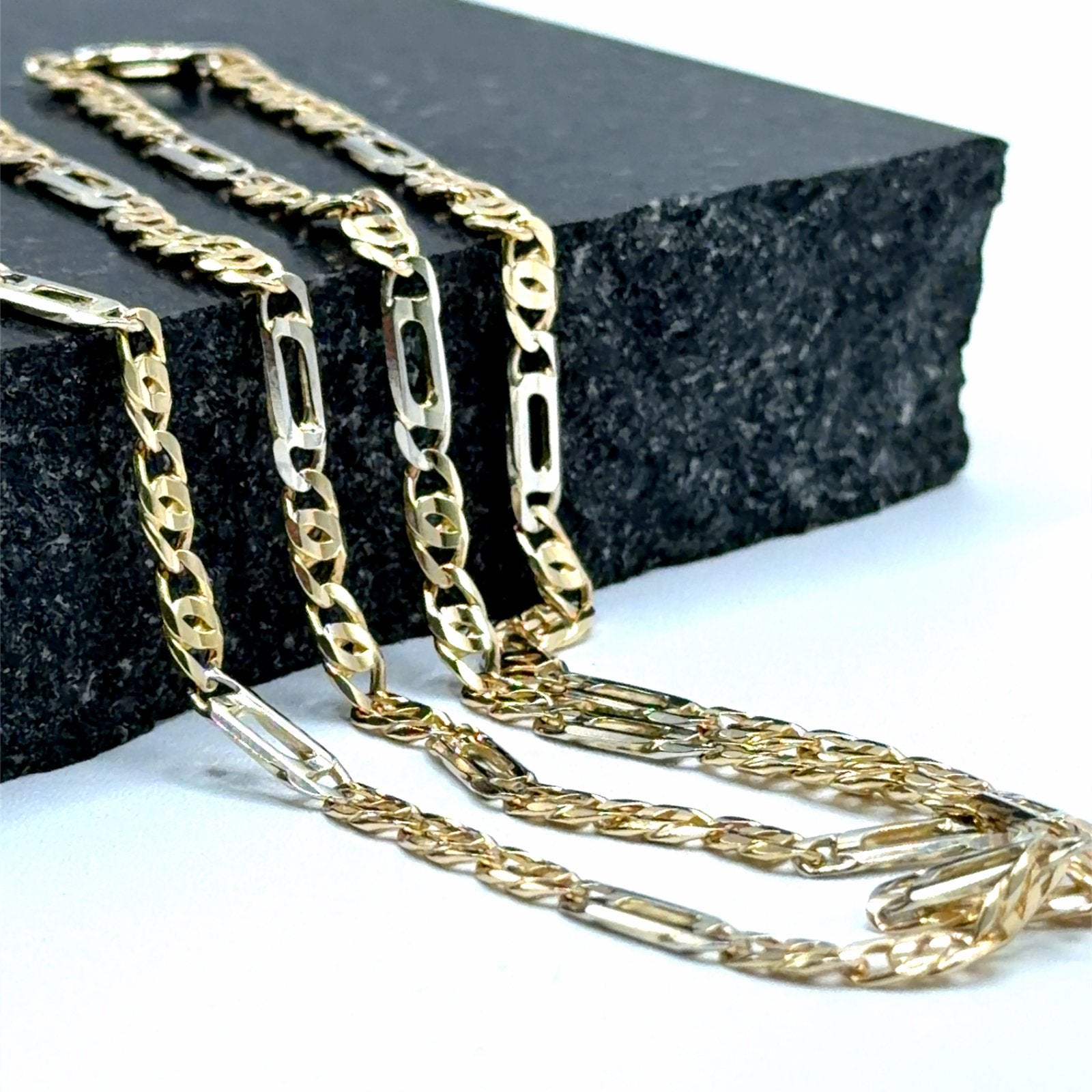 Gouden ketting met afwisselende schakels 14karaat, Sieraden, Tassen en Uiterlijk, W, Nieuw, Ophalen of Verzenden, W