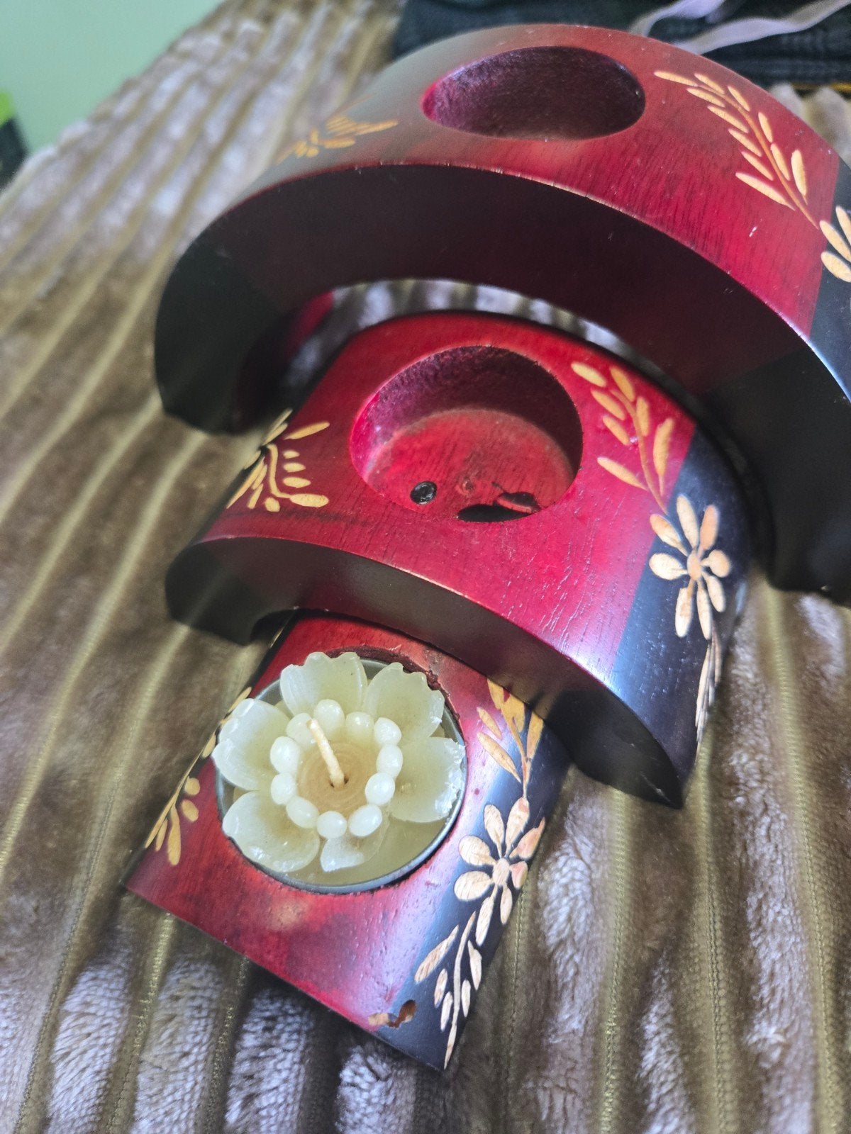 Mooie Set Houten Kandelaars, Ophalen of Verzenden, Zo goed als nieuw, Kandelaar, Rood
