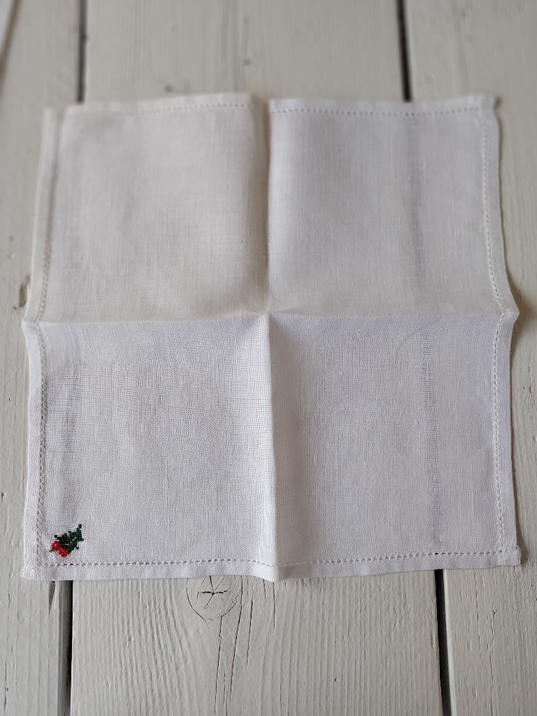 Lief kleedje kerst - borduursel, hulst en bes, Diversen, Kerst, Ophalen of Verzenden, Zo goed als nieuw
