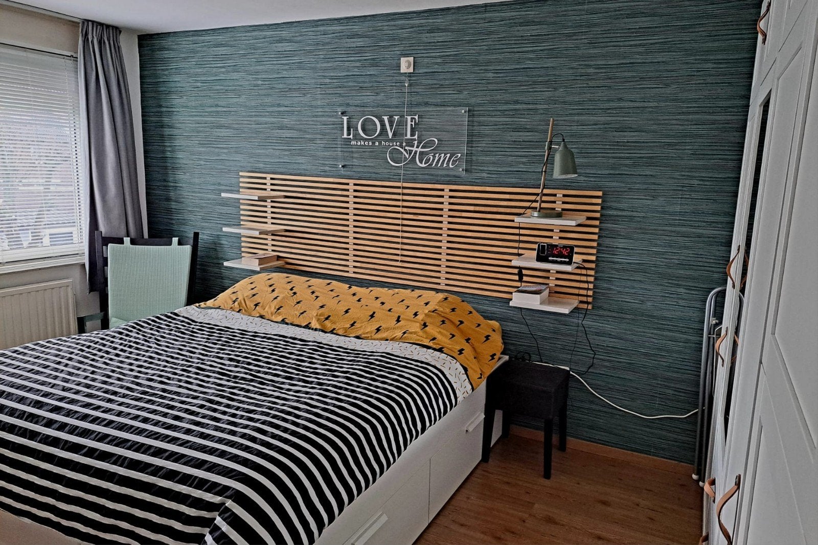 Mandal hoofdbord met 6 plankjes, 240 x 61 cm, Huis en Inrichting, Ophalen, Gebruikt, Tweepersoons, Overige maten