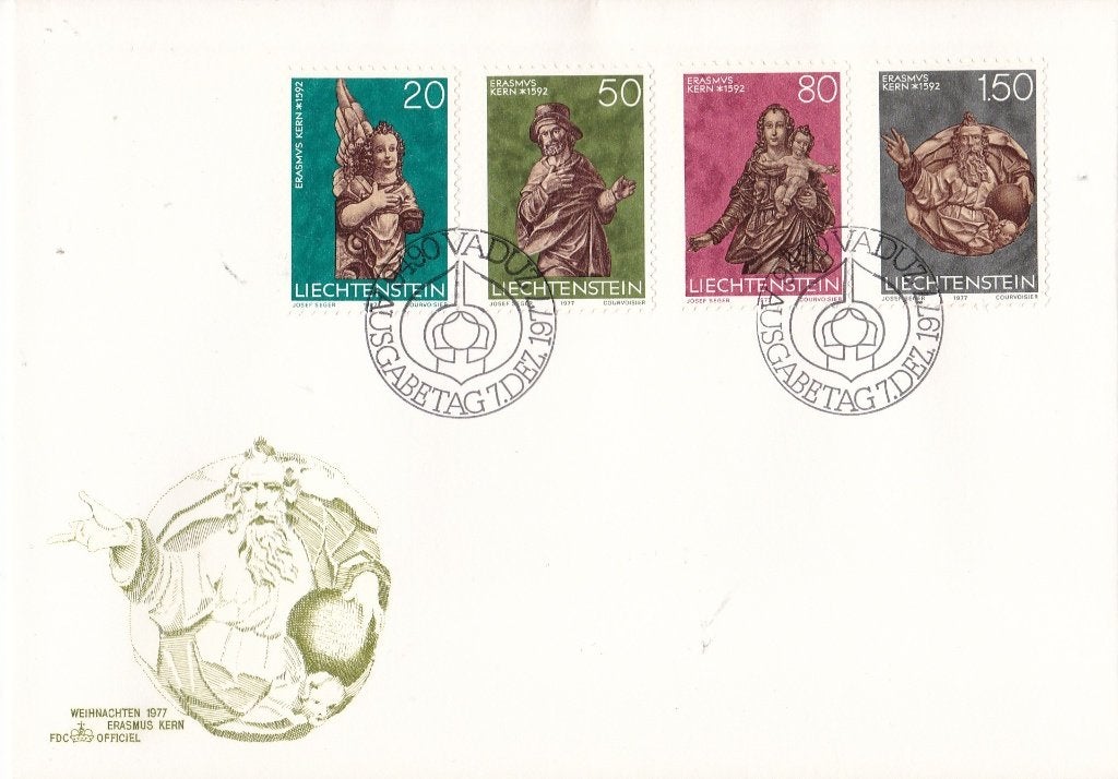 Liechtenstein FDC – Weihnachten: Skulpturen - M 688-691, Postzegels en Munten, Postzegels | Eerstedagenveloppen, Verzenden, Onbeschreven