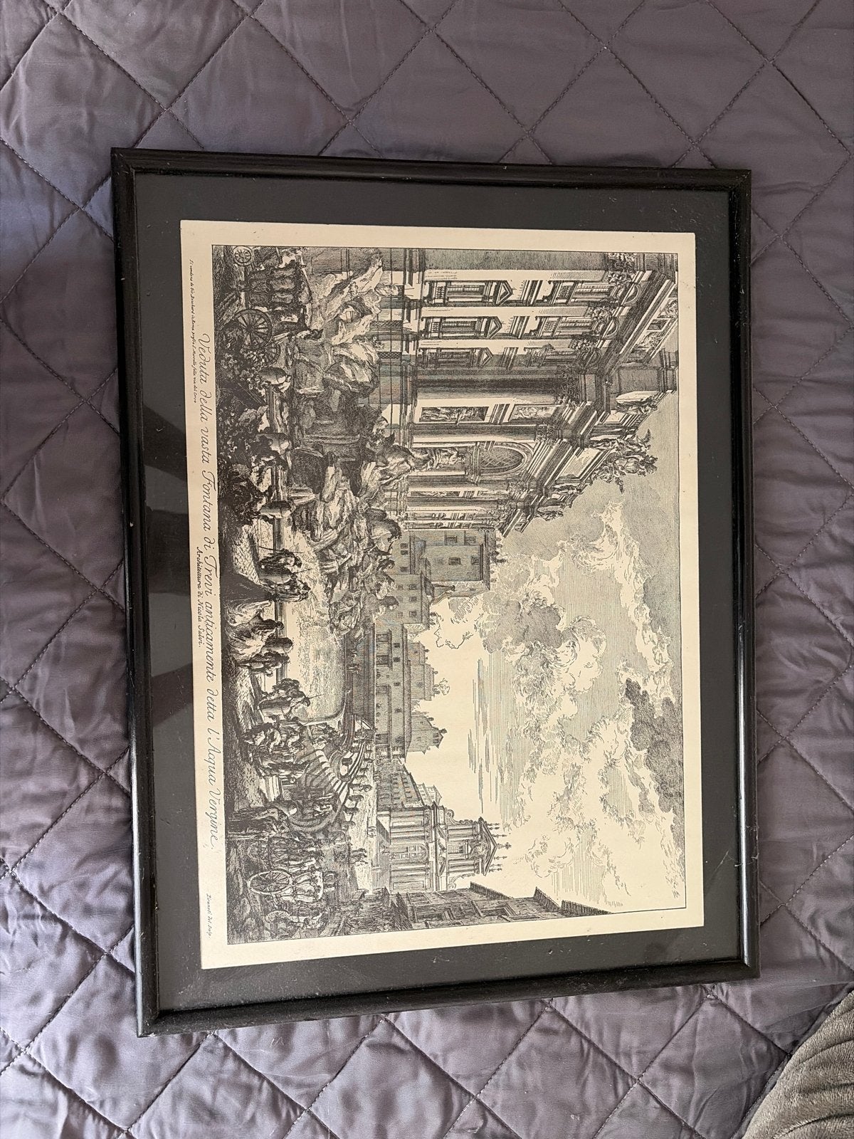 Antieke Gravure Fontana di Trevi, Rome - Nicola Salvi, Antiek en Kunst, Ingelijst, Stadsgezicht, Ophalen of Verzenden, Gravure