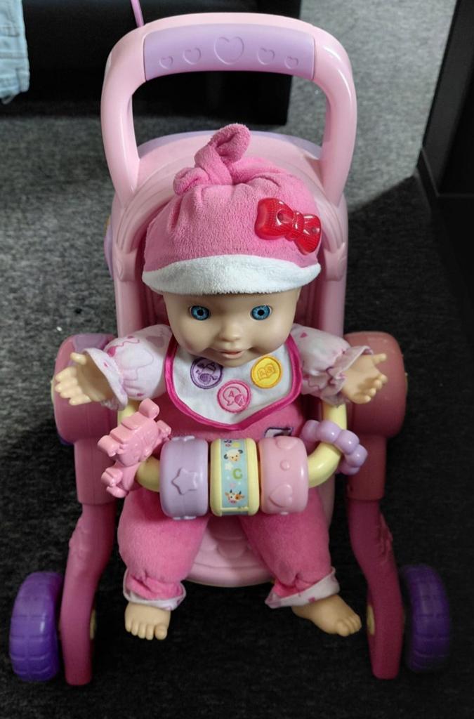 Interactieve Babypop Set met 3-in-1 Wagen en Accessoires, Ophalen, Gebruikt, Babypop