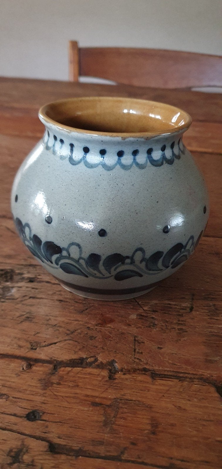 Keramieken vaas VEB Haldensleben grijs blauw, Ophalen of Verzenden
