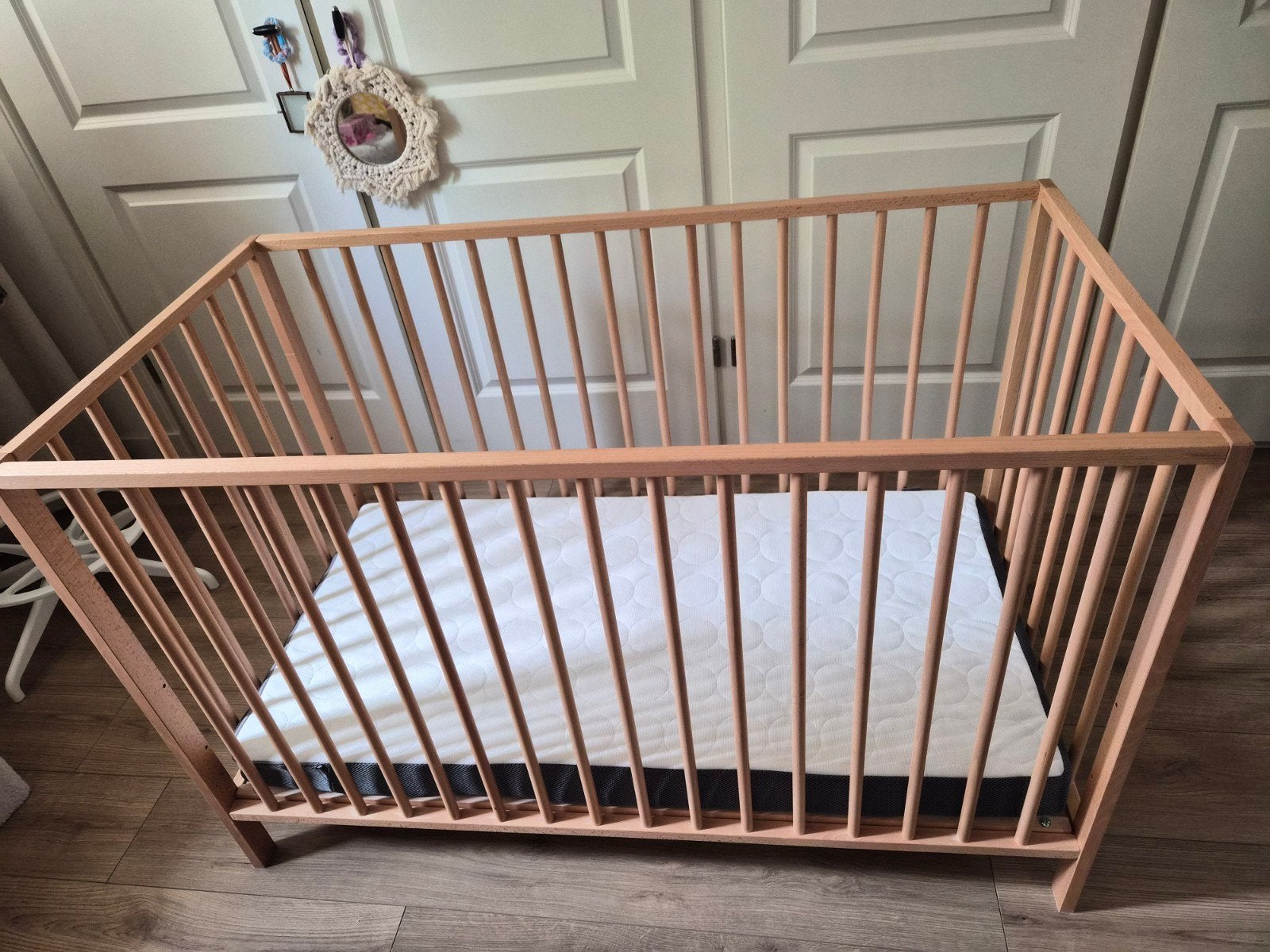 Ledikant (Babypark) met matrasje (Ikea), Kinderen en Baby's, Lattenbodem, Gebruikt, 70 tot 85 cm, 140 tot 160 cm