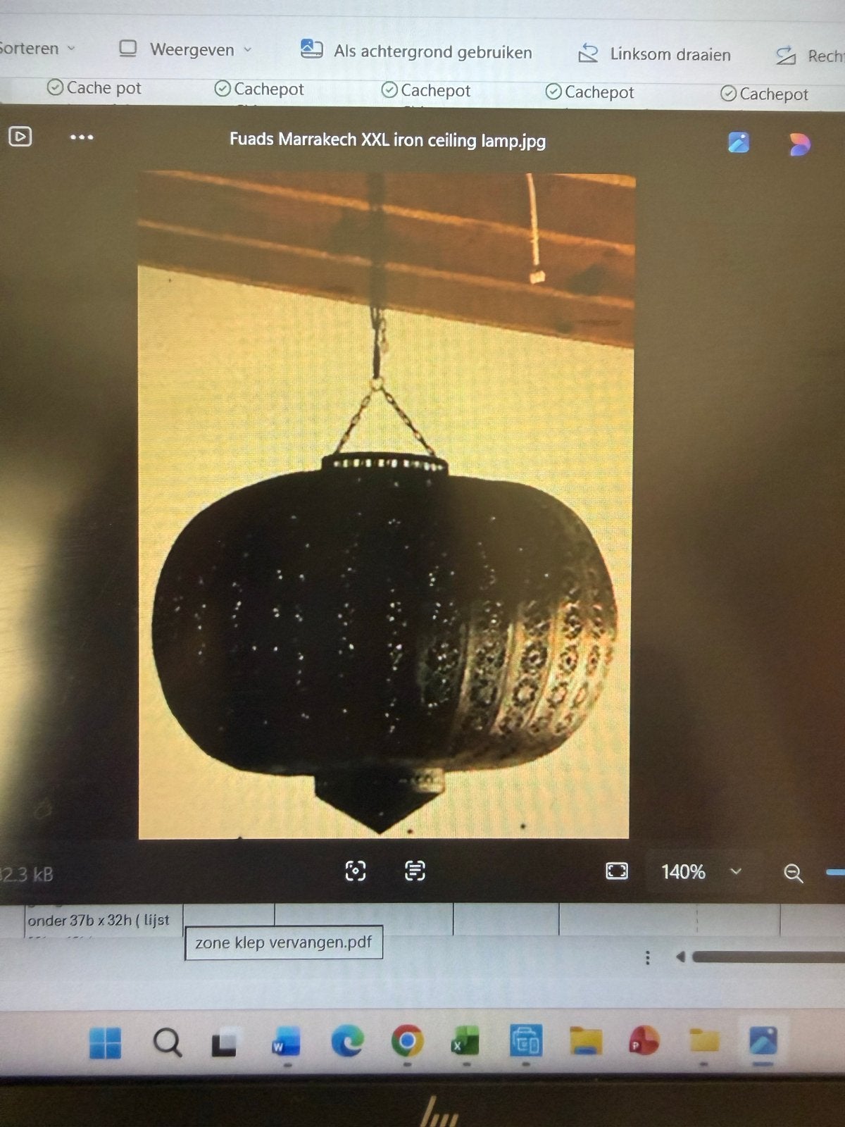Fuads Marrakech Xl ijzeren plafondlamp, Huis en Inrichting, Lampen | Hanglampen, Ophalen, Gebruikt, Metaal, Overige fittingen