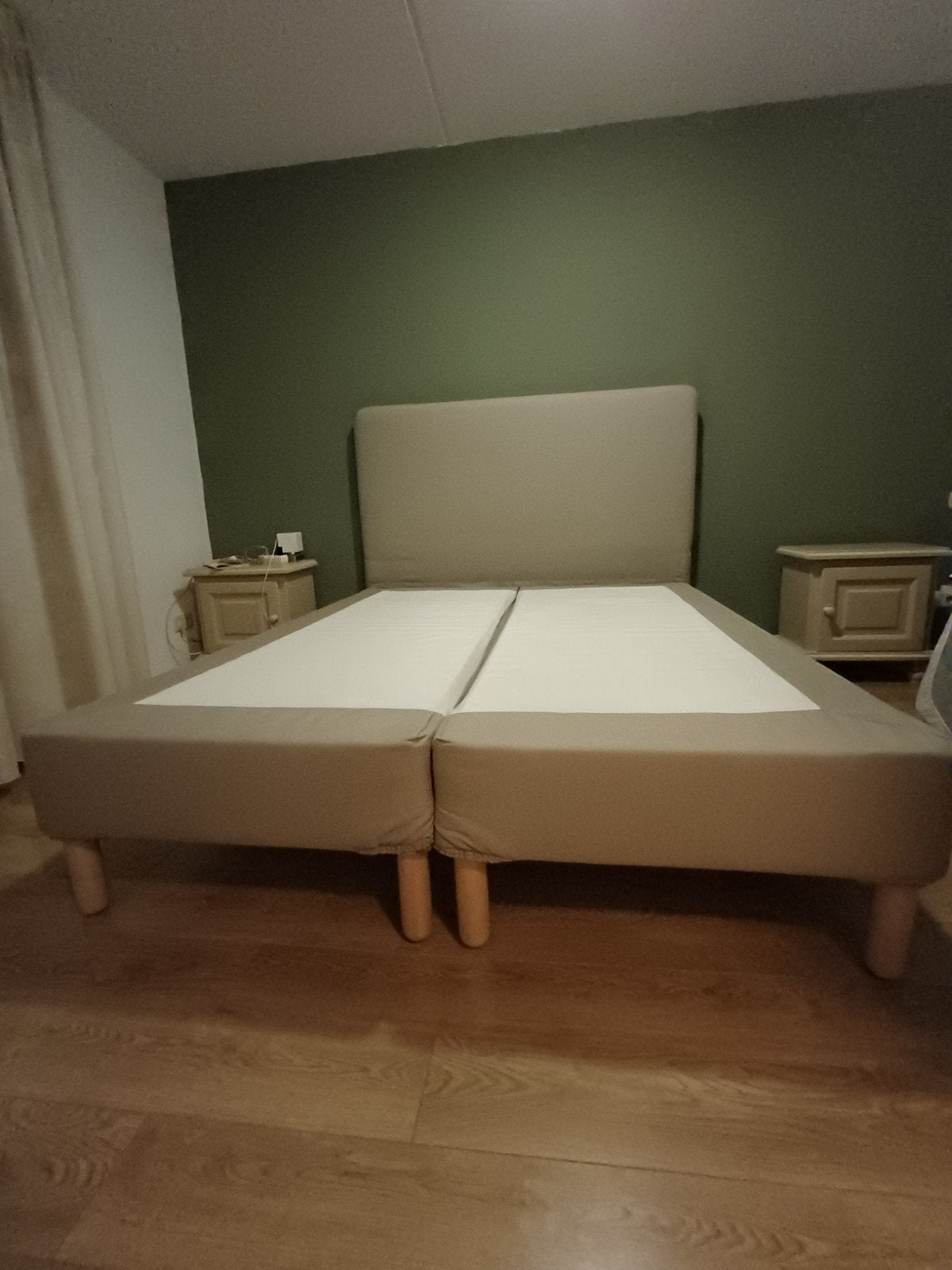 Tweepersoons boxspring met hoofdbord, Ophalen, Tweepersoons, Zo goed als nieuw, 160 cm