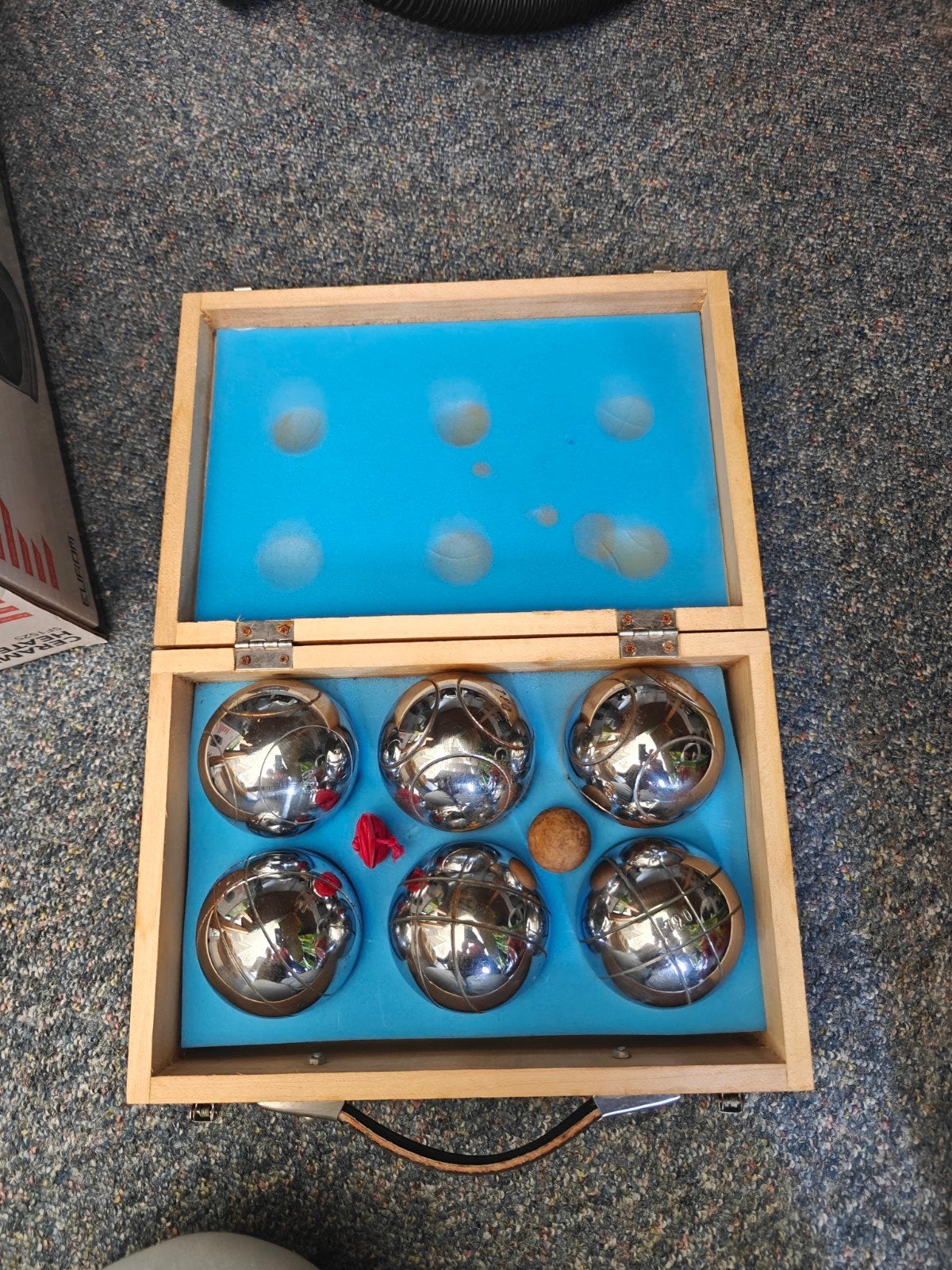 Petanque set in houten kist - 6 ballen, Ophalen, Gebruikt