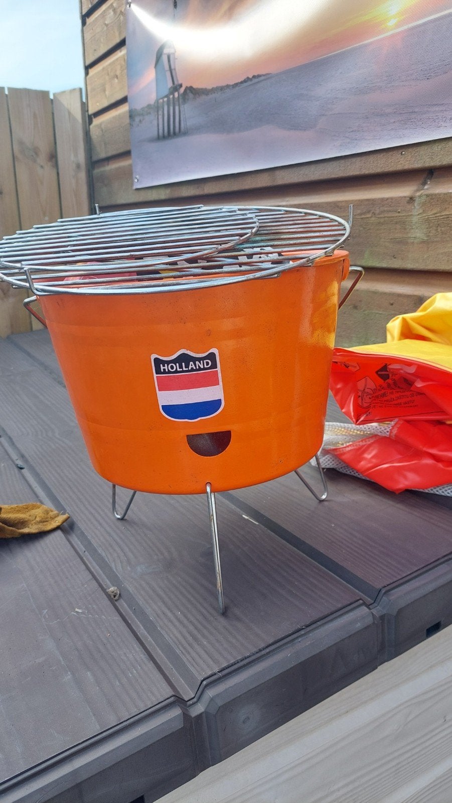 Oranje Holland BBQ Emmer - Compacte Grill, Ophalen of Verzenden, Gebruikt, Onbekend, Met accessoires