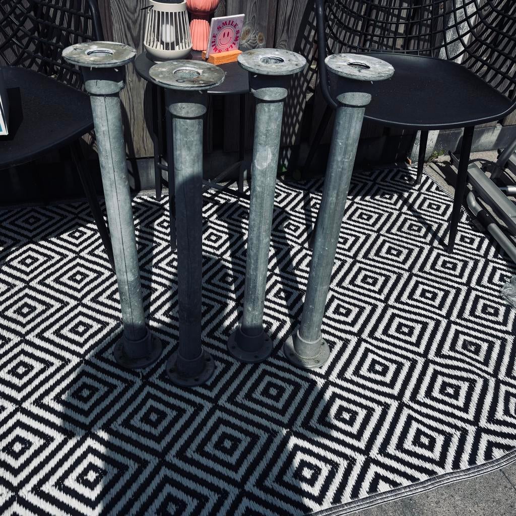 Set van 4 metalen tafelpoot, 70 cm hoog, Huis en Inrichting, Tafelonderdelen, Tafelpoot, Gebruikt, 50 tot 100 cm, Rond