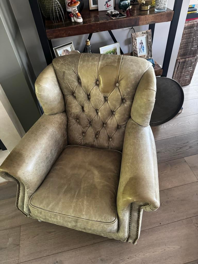 Robuuste leren fauteuil van De Troubadour, Ophalen, Gebruikt, Leer, 75 tot 100 cm