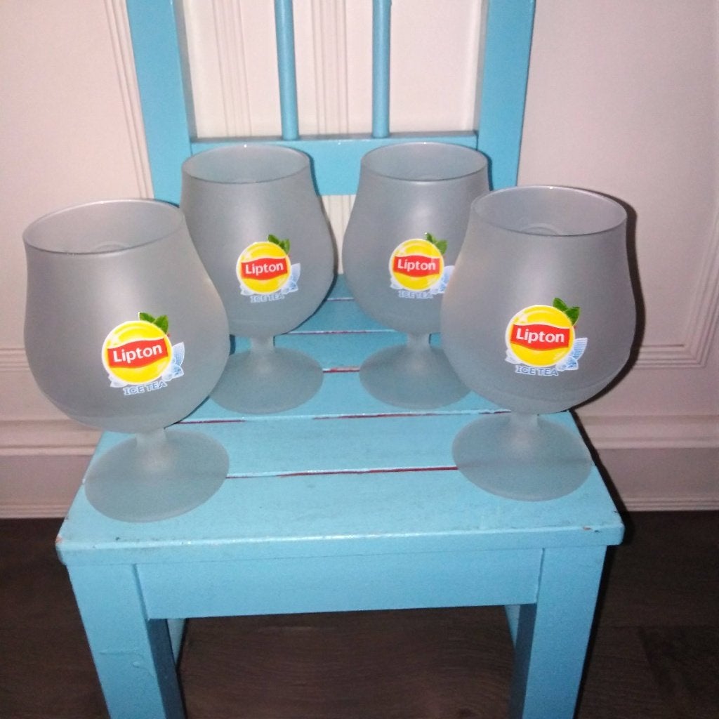 Lipton Ice Tea glazen 4 stuks, Ophalen, Glas of Glazen, Overige stijlen, Glas